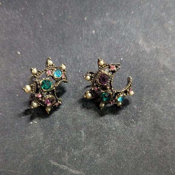 Vintage Star & Moon Rhinestone Pendant Necklace Earrings Set Estate statement - Picture 5 of 12